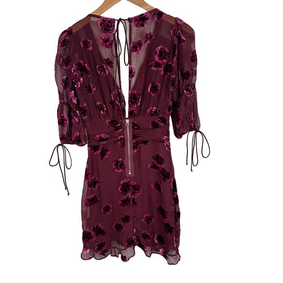 For Love & Lemons Sophie Velvet Floral Mini Dress XS Extra Small READ - Picture 4 of 14